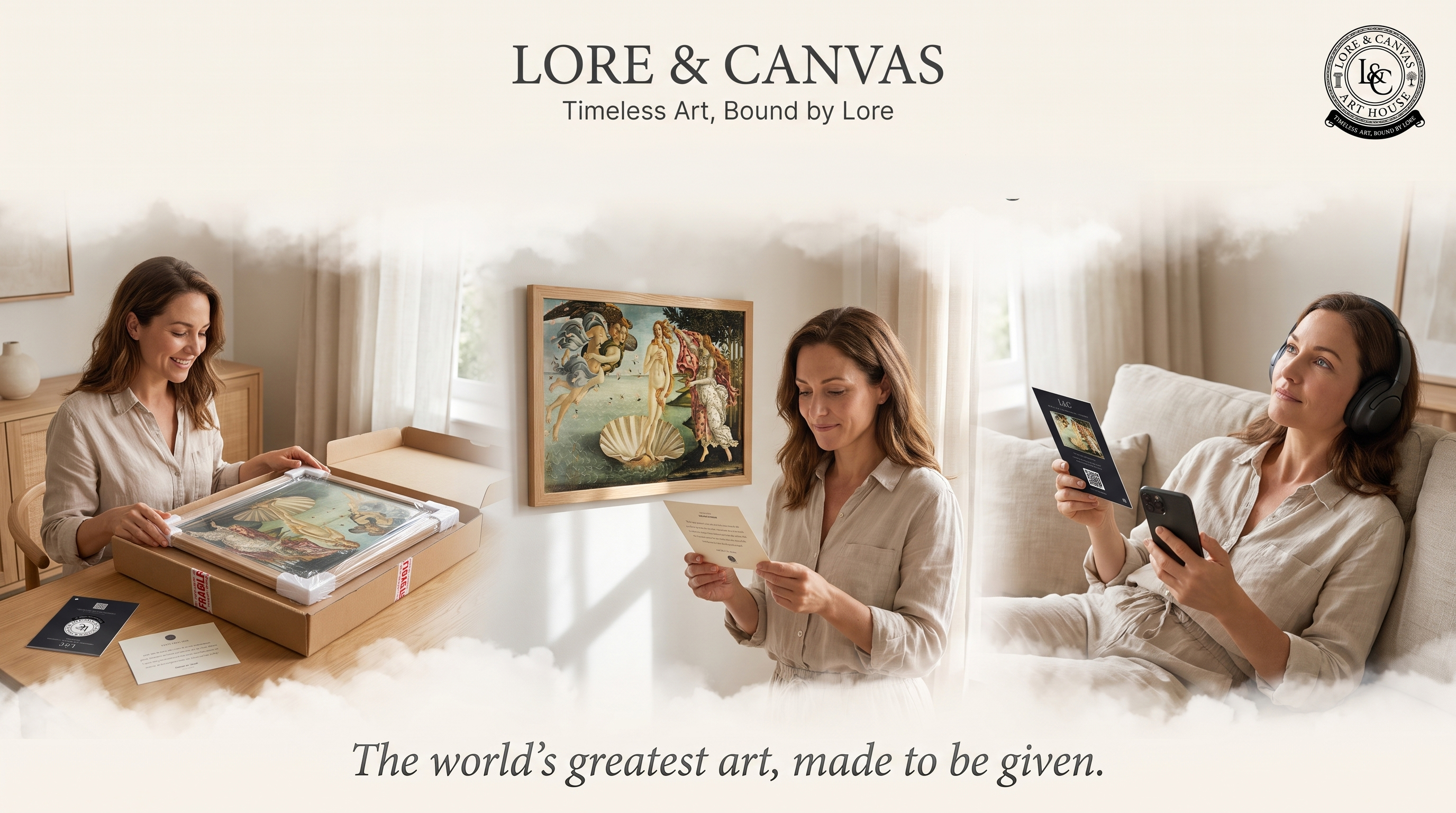 Framed art prints arranged as gifts