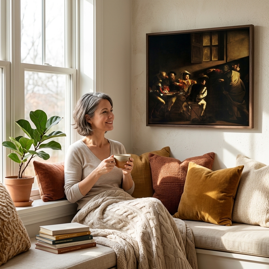 A framed art print displayed as a self-gift